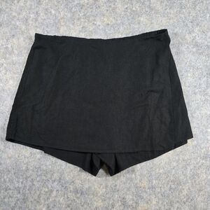 Old Navy Linen Blend Wrap Mini Skort Black Jack Size XL High Waist 4" Inseam